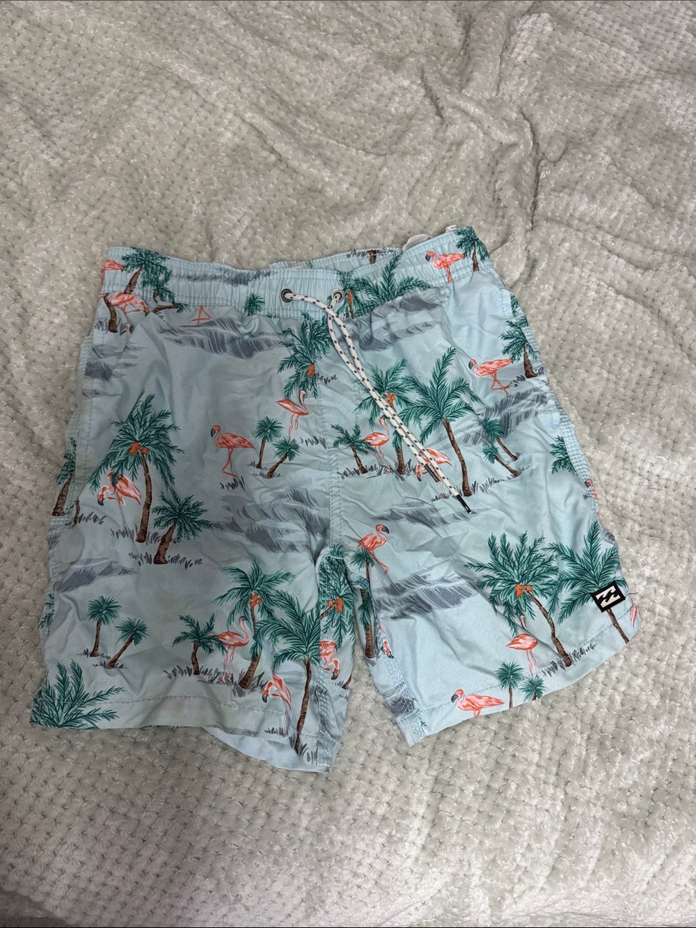 Billabong Light Blue Flamingo & Palm Print Swim Shorts
